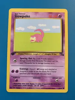 1st Edition Slowpoke 55/62 Fossil Set Rare Vintage 1999 Pokemon Card - NM - Image 1