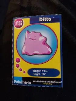 VTG Vintage 1999 POKEMON Pokemon Ditto #132 Burger King TRADING CARD Nintendo TV - Image 1