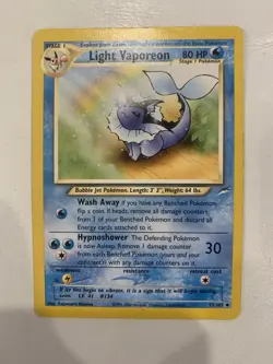 Pokemon TCG Light Vaporeon Neo Destiny Card 52/105 Unlimited Uncommon, Vintage - Image 1