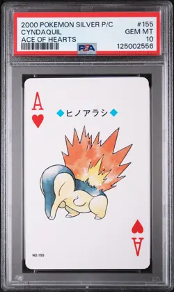 2000 POKEMON SILVER VERSION PLAYING CARDS ACE OF HEARTS #155 CYNDAQUIL PSA 10 - Image 1