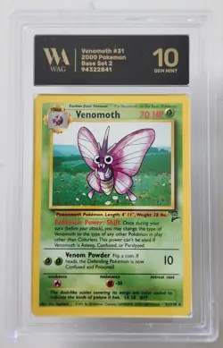 WAG Graded Gem Mint 10 Venomoth 31/130 Base Set 2 Regular Rare Pokemon Card Tcg - Image 1
