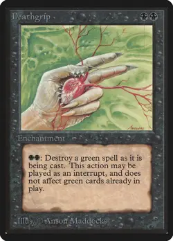 Deathgrip Beta HEAVILY PLD Black Uncommon MAGIC THE GATHERING MTG CARD ABUGames - Image 1