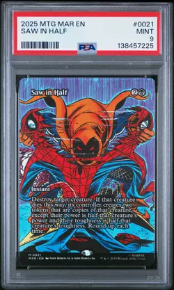 2025 MTG MARVEL'S SPIDER-MAN: SOURCE MATERIAL #0021 SAW IN HALF PSA 9 - Image 1