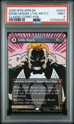 2025 MTG MARVEL'S SPIDER-MAN #0233 EDDIE BROCK/VENOM, LETHAL PROTECTOR PSA 9 - Image 1