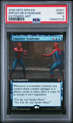 2025 MTG MARVEL'S SPIDER-MAN EXTENDED ART #0251 IMPOSTOR SYNDROME PSA 9 - Image 1