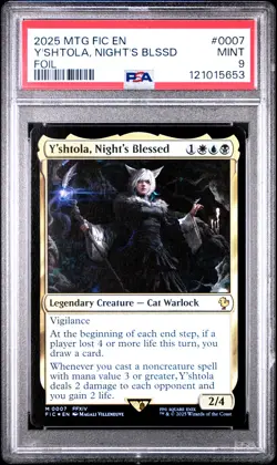 2025 MTG FINAL FANTASY COMMANDER FOIL #0007 Y'SHTOLA, NIGHT'S BLESSED PSA 9 - Image 1