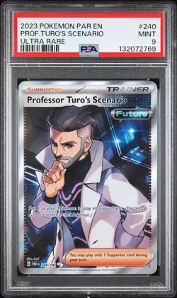 2023 POKEMON PAR EN-PARADOX RIFT ULTRA RARE #240 PROFESSOR TURO'S SCENARIO PSA 9 - Image 1