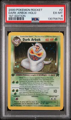2000 POKEMON ROCKET 1ST EDITION #2 DARK ARBOK-HOLO PSA 6 - Image 1
