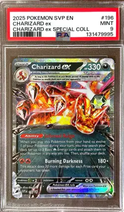 2025 POKEMON SVP EN-SV BLACK STAR PROMO #196 CHARIZARD EX PSA 9 - Image 1