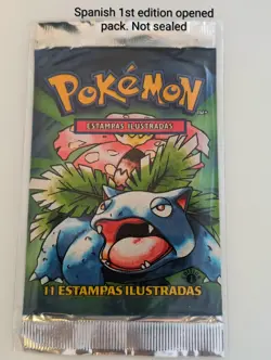 OPENED: Spanish Pokemon Base Set Booster Pack 1st Edition Venusaur Vintage 1999 - Image 1