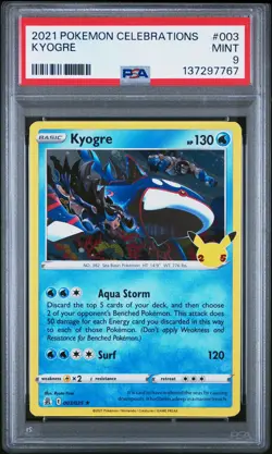 2021 POKEMON CELEBRATIONS #003 KYOGRE PSA 9 - Image 1