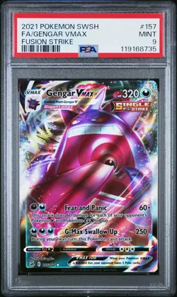 2021 POKEMON SWORD & SHIELD FUSION STRIKE #157 FULL ART/GENGAR VMAX PSA 9 - Image 1