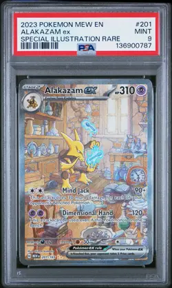 2023 POKEMON MEW EN-151 SPECIAL ILLUSTRATION RARE #201 ALAKAZAM EX PSA 9 - Image 1