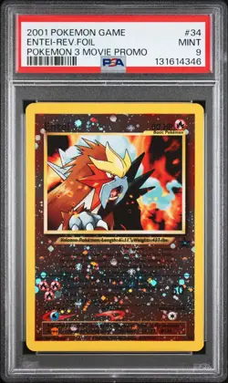 2001 POKEMON GAME MOVIE POKEMON 3 MOVIE PROMO #34 ENTEI-REVERSE FOIL PSA 9 - Image 1