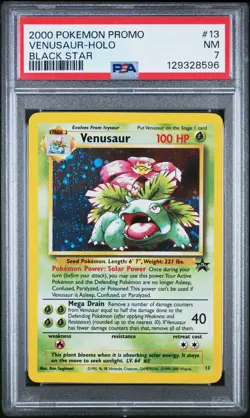 2000 POKEMON PROMO BLACK STAR #13 VENUSAUR-HOLO PSA 7 - Image 1