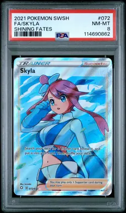 2021 POKEMON SWORD & SHIELD SHINING FATES #072 FULL ART/SKYLA PSA 8 - Image 1