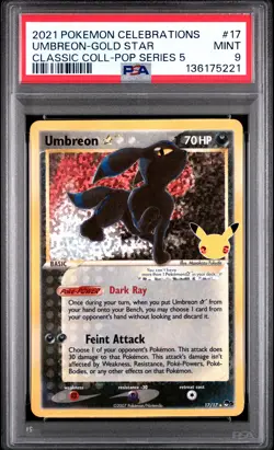 2021 POKEMON CELEBRATIONS CLASSIC COLLECTION #17 UMBREON-GOLD STAR PSA 9 - Image 1