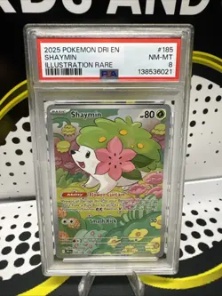 2025 POKEMON DRI EN-DESTINED RIVALS ILLUSTRATION RARE #185 SHAYMIN PSA 8 - Image 1