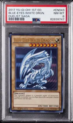 2017 YU-GI-OH! DUELIST SAGA 1ST ED #EN043 BLUE-EYES WHITE DRAGON PSA 8 - Image 1