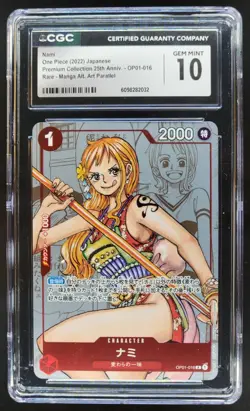 2022 ONE PIECE CCG JAPANESE NAMI RARE MANGA ALT ART PARALELL OP01-016 CGC 10 PT - Image 1