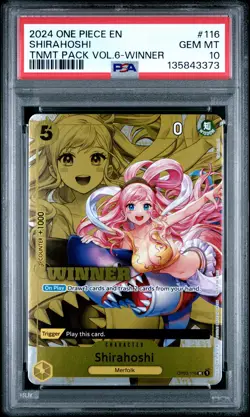 2024 ONE PIECE TOURNAMENT PACK VOL.6 WINNER #116 SHIRAHOSHI PSA 10 - Image 1