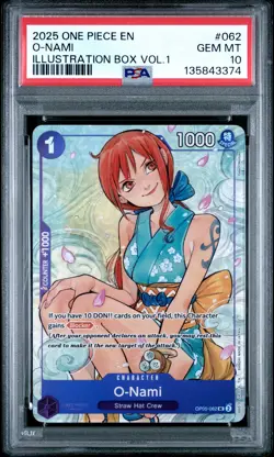 2025 ONE PIECE PROMOS ILLUSTRATION BOX VOL.1 #062 O-NAMI PSA 10 - Image 1