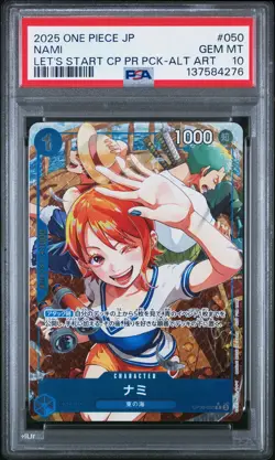 2025 ONE PIECE JPN LET'S START CAMPAIGN PROMOTION PACK ALTERNATE ART NAMI PSA 10 - Image 1