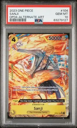 2023 ONE PIECE OP04-KINGDOMS OF INTRIGUE #104 SANJI ALTERNATE ART PSA 10 - Image 1