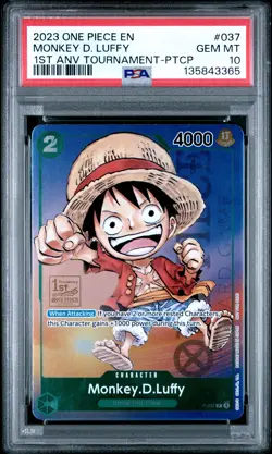 2023 ONE PIECE PROMOS 1ST ANV TOURNAMENT-PARTICIPATION MONKEY D. LUFFY PSA 10 - Image 1