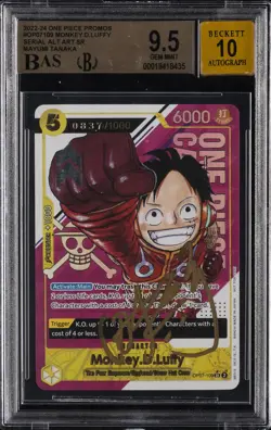 2022 ONE PIECE SERIAL ALT ART MAYUMI TANAKA MONKEY D LUFFY /1000 BGS 9.5 AUTO 10 - Image 1