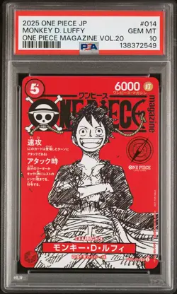 2025 ONE PIECE JAPANESE PROMOS MAGAZINE VOL.20 #014 MONKEY D. LUFFY PSA 10 - Image 1