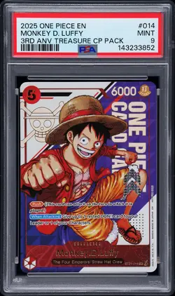 2025 ONE PIECE EN 3RD ANNIVERSARY TREASURE CP #014 MONKEY D. LUFFY PSA 9 - Image 1