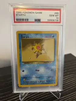 Pokemon Graded Staryu #65 Card PSA 10 Gem Mint 1999 Unlimited Base Set TGC - Image 1