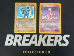 1999 Base Set Vintage Pokemon 2 Card Lot: Holo 1st Edition Machamp & Mewtwo - Image 1