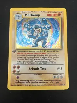 1999 Base Set Vintage Pokemon 2 Card Lot: Holo 1st Edition Machamp & Mewtwo - Image 2