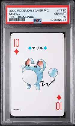 2000 POKEMON SILVER VERSION PLAYING CARDS 10 OF DIAMONDS #183C MARILL PSA 10 - Image 1