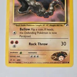 1999 Pokemon Gym Heroes Brock’s Onix 69/132 Unlimited WOTC English Common Card - Image 3