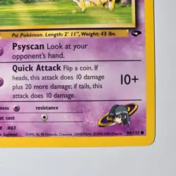 Sabrina's Abra 94/132 Gym Challenge Pokemon Card WOTC Common 2000 Unlimited - Image 4