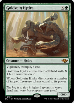 MTG Goldvein Hydra OTJ NM Mythic Creature Hydra 167 Magic the Gathering Outlaws - Image 1