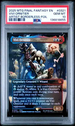 2025 MTG FINAL FANTASY ARTIST BORDERLESS-FOIL #0321 VIVI ORNITIER PSA 10 - Image 1