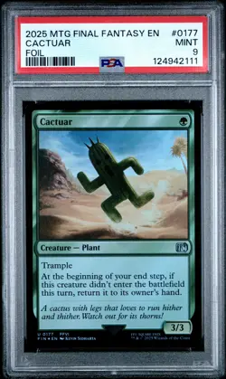 2025 MTG FINAL FANTASY FOIL #0177 CACTUAR PSA 9 - Image 1