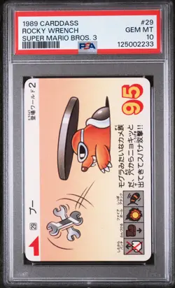 1989 CARDDASS SUPER MARIO BROS. 3 #29 ROCKY WRENCH PSA 10 - Image 1