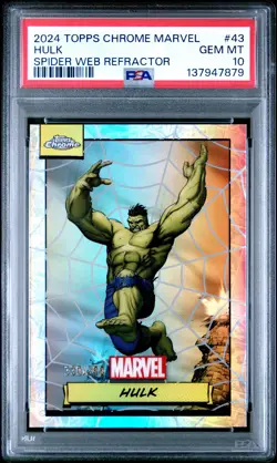 2024 TOPPS CHROME MARVEL SPIDER WEB REFRACTOR #43 HULK 330/399 PSA 10 - Image 1