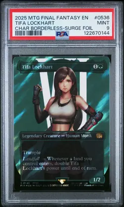 2025 MTG FINAL FANTASY CHARACTER BORDERLESS-SURGE FOIL #0536 TIFA LOCKHART PSA 9 - Image 1