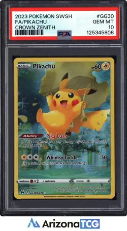 Pokemon 2023 Pikachu GG30/GG70 Full Art Crown Zenith GEM MINT PSA 10 - Image 1