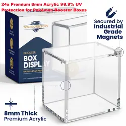 24x TCG Protectors Premium 8mm Thick 99.9% UV Pokemon Booster Box Acrylic Case - Image 1