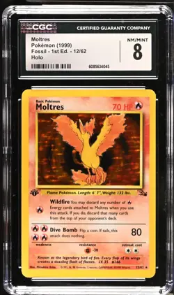 POKEMON CGC 8 Moltres 12/62 1999 Fossil - 1st Edition Rare Holo *4045 - Image 1