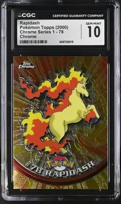 Pokemon 2000 Rapidash Chrome Series 1 78CGC 10 - Image 1