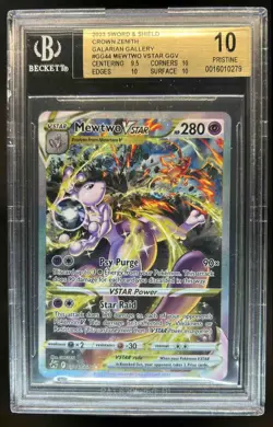 2023 Pokemon Crown Zenith Mewtwo VST Galarian Gallery #GG44/GG70 BGS 10 Pristine - Image 1