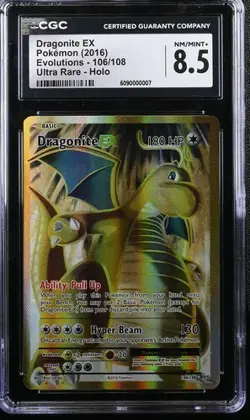 Dragonite EX Pokemon 2016 Evolutions-106/108 Full Art Holo CGC NM/Mint+ 8.5 - Image 1